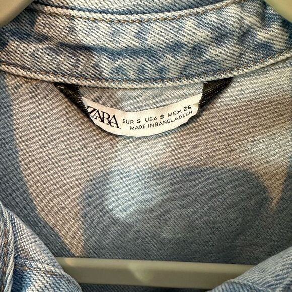 Zara Denim Jumpsuit Long Sleeve Shorts | Size S - Picture 11 of 11